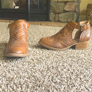 Brown Buckle Ankle Booties (size 6.5)